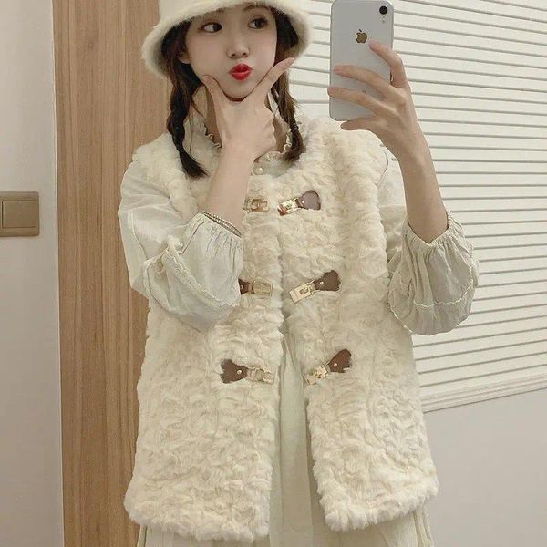 Pelliccia da donna da donna 2023 autunno colletto alla coreana un gilet corto a doppia faccia per cappotto caldo e spesso Veste Femme R67