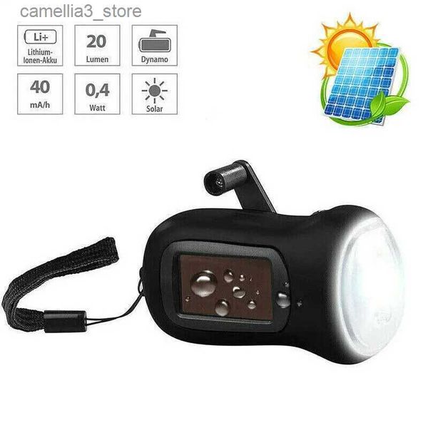 Taschenlampen Solar Power LED Taschenlampe Handkurbel Taschenlampe Wind Up Super Helle Camping Lichter Q231013