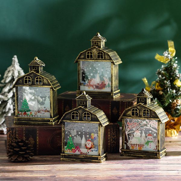 Decorações de Natal, luzes noturnas portáteis vintage, decorações LED, decorações para árvores de Natal, vitrines internacionais, adereços criativos