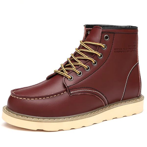 Stiefel Winter Warme Herren Schneestiefel Lederstiefel mit Fell Herrenmode Handgefertigte wasserdichte Stiefeletten Rutschfeste High Top Herren Arbeitsschuhe 231012