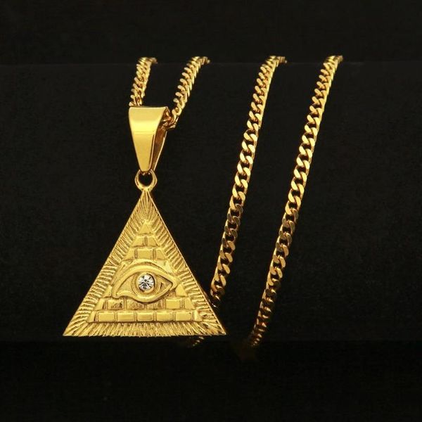 Catene hip hop Anniyo Piramide egiziana Collane per le donne Colore oro Egiziani Occhio di Horus Gioielli Egitto Occhio Amuleto Geroglifico2531