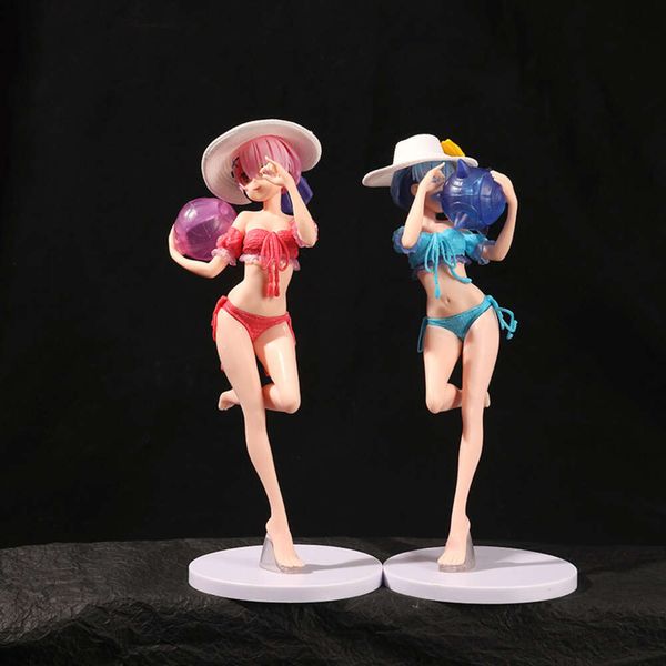 Costumi mascotte 24 cm Re Life in A Different World From Zero Rem Anime Figure Sext Costume da bagno Ragazza Ram Action Figures Collezione in PVC Modello Doll Toy