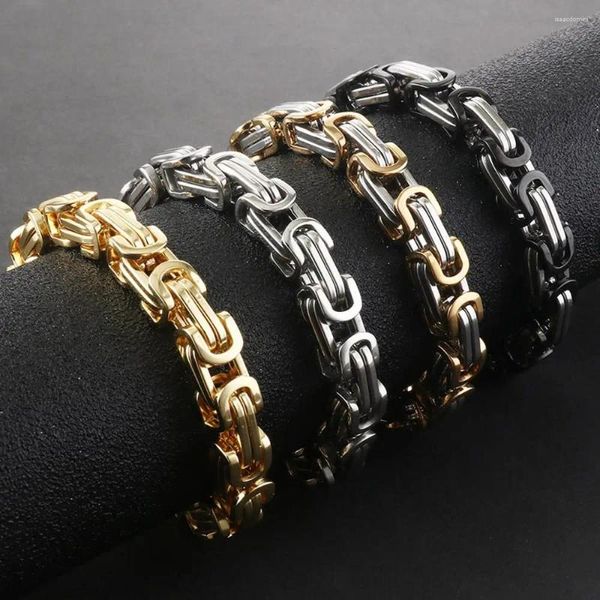 Link Armbänder 5/6/8mm Männer Byzantinischen Edelstahl Armband Schwere Starke Kette Breite Box Schmuck Großhandel