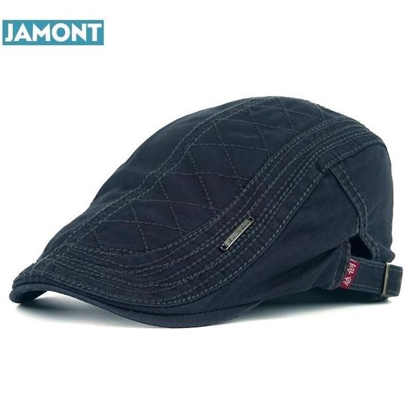 JAMONT Neue Herbst Baumwolle Berets Caps Für Männer Casual Schirmmützen gitter stickerei Berets Hüte Casquette Cap260H