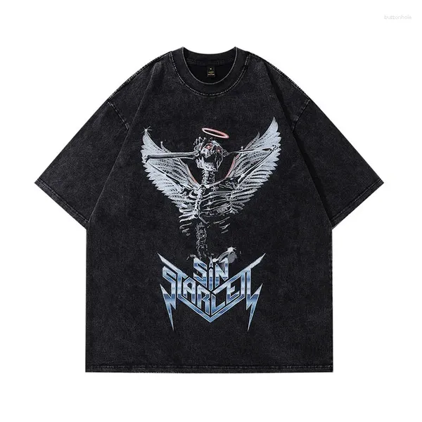 Männer T Shirts Anime Schädel Gedruckt Baumwolle Street Hip Hop Tops Kleidung Harajuku Oversize Männliches Hemd Für Männer