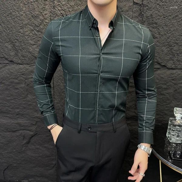 Camicie casual da uomo 2023- Camicia da uomo di moda business gentiluomo bello classico coreano scozzese leggero sociale di lusso