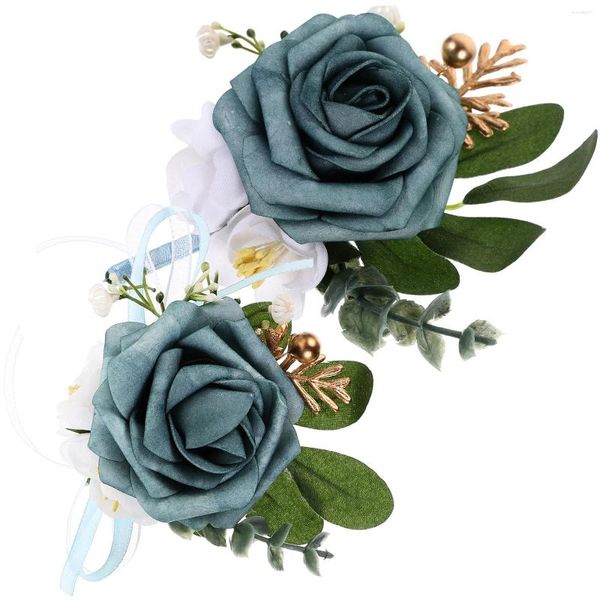 Flores decorativas pulso flor corsage cerimônia de casamento decorações de plástico artificial dama de honra
