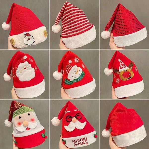 Gorro/bonés de crânio chapéu de natal menina chapéu decorativo de pelúcia criativo papai noel chifre de veado chapéu adulto crianças chapéu vestir