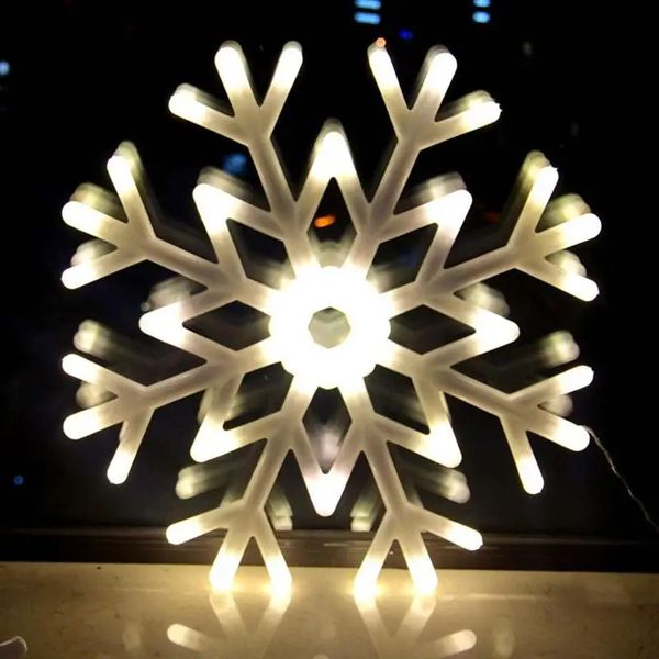 Decorações de Natal 1 pc LED Natal Floco de Neve Luz LED Lâmpada Ao Ar Livre À Prova D 'Água Xmas Árvore Pingente Drop Party Jardim Planta Ornamentos Com Plug UE 231013