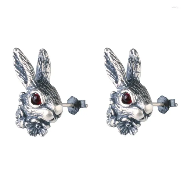 Ohrstecker Gothic Red Eyed Ohrring Reines 925 Sterling Silber Frauen Männer Tier Eingelegter Rubin Feiner Schmuck 2023 Luxus E06