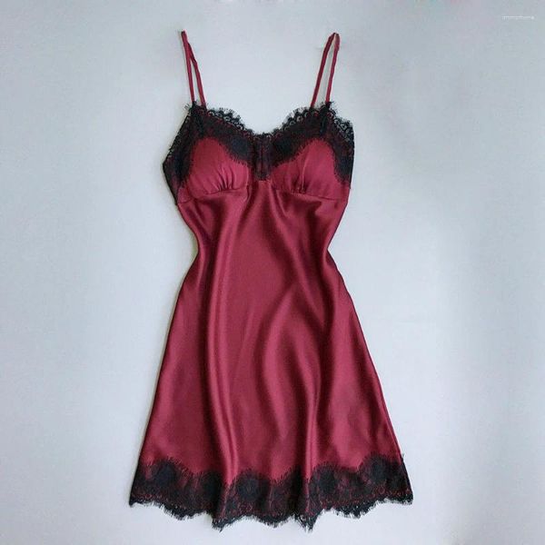 Indumenti da notte da donna Pigiama di pizzo da donna Sexy Seta del ghiaccio Foglia di loto Pendolo con scollo a V Cami Camicia da notte Abbigliamento da notte per la casa Costumi di lingerie esotica