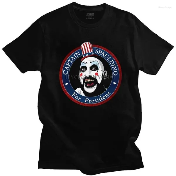 Herren-T-Shirts, Captain Spaulding für Präsident, Herren-T-Shirt aus Baumwolle, Horrorfilm, Haus der 1000 Leichen, kurzärmeliges Neuheits-T-Shirt