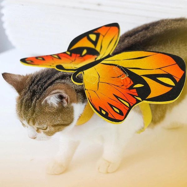 Cão vestuário kitty borboleta impressão halloween transformar luz bonito animal de estimação traje decorativo multi-colorido gato acessórios de festa