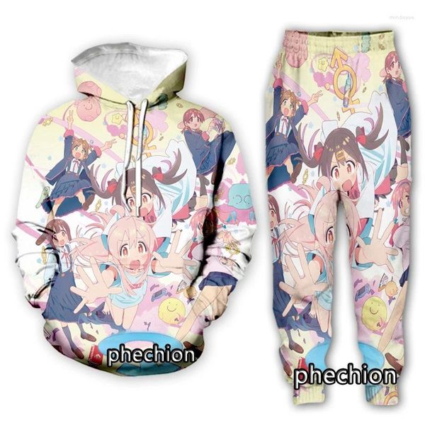 Fatos masculinos Phechion Homens / Mulheres Personagens de desenhos animados 3D Imprimir Roupas Manga Longa Moda Moletom Hoodies Esporte Calças Casuais Z174