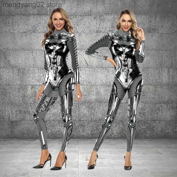 Tema Costume Donna Supereroe Vieni stampato Cosplay Tuta Outfit Fancy Dress Abbigliamento Tute per adulti Supereroe Armatura Tuta da combattimento T231013