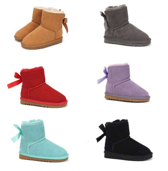 Top-Qualität mit Aus-Schleife für Babys, Jungen, Mädchen, Kinder, Schneestiefel, weich, bequem, Schaffell, Plüsch, hält warm, schöne Geburtstags- und Weihnachtsgeschenke, kostenloser Versand