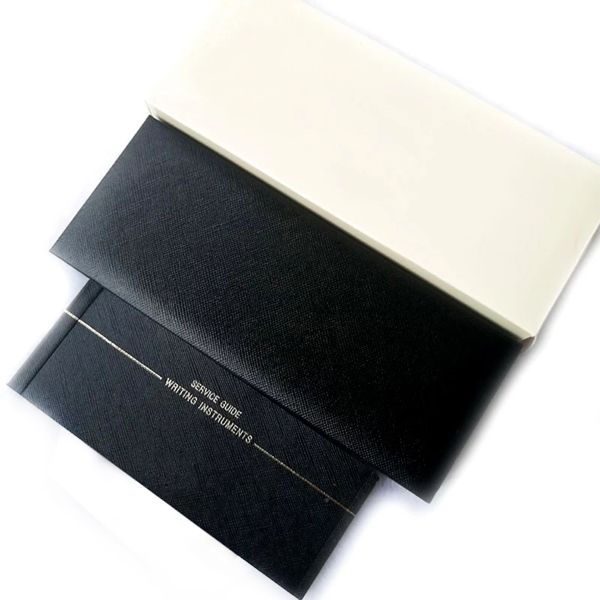 Монте -черные кожаные карандашные чехлы для M Luxury Fountain Ballpoint Roller Ball Pens Box с бумажной гарантией Руководство