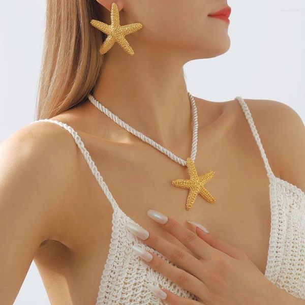 Anhänger Halsketten Trendy Sommer Halskette Vintage Gold Farbe Seestern Für Frauen Urlaub Party Geschenke Schmuck Zubehör