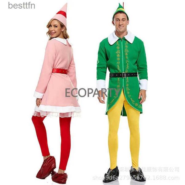 Theme Costume Anime Cosplay Green Elf Come Xmas Santa Claus Pink Suit Cosplay Outfit Christmas Carnival Fancy Party Dress New YearL231013