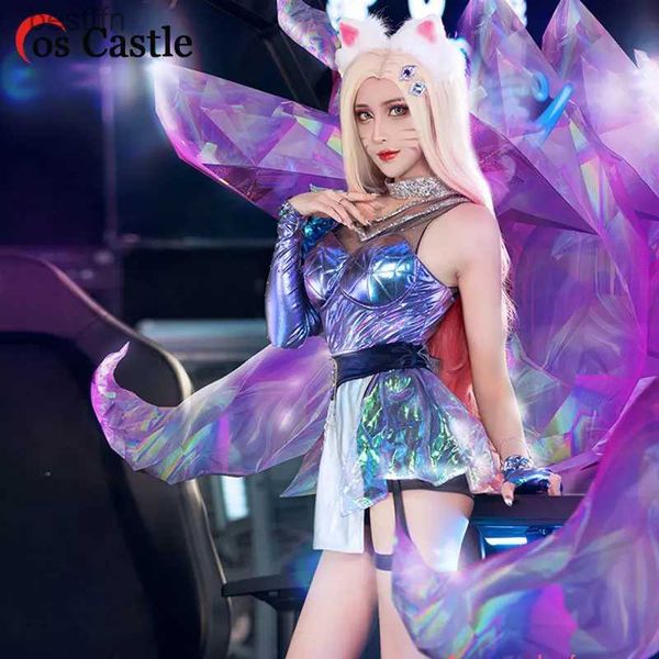 Tema kostüm cos kale oyunu lol k/da kda ahri cosplay comp set kızlar elbise tulumlar cadılar bayramı cosplay seksi noel yeni yıl partisi cosl231013