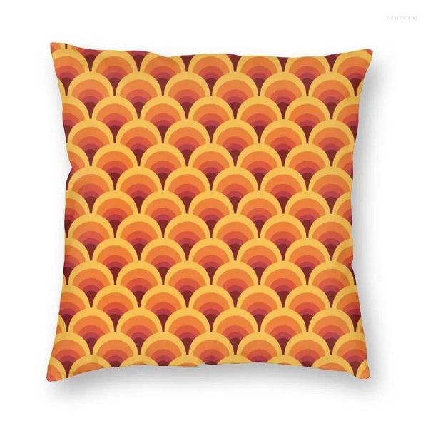 Federa per cuscino con motivo retrò sfumato a onda arancione, federa geometrica astratta per divano, federa, decorazione domestica