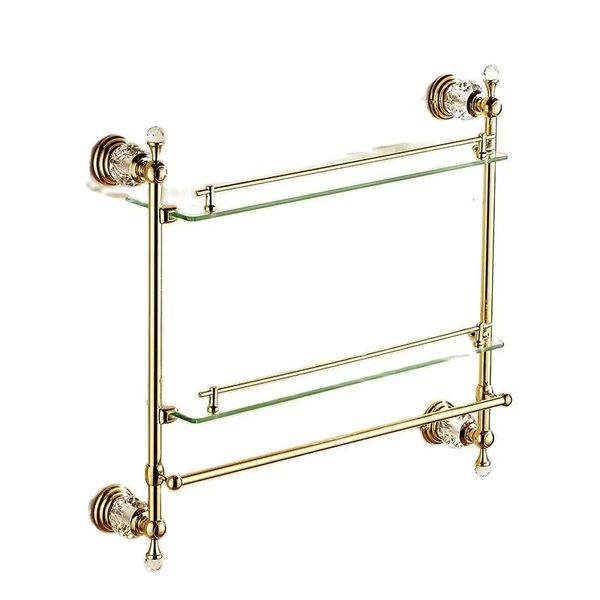 Badezimmerregale, europäisches Badezimmer-Glasregal mit Handtuchhalter, vergoldeter Anhänger, antiker Kristallbadewanne 231012