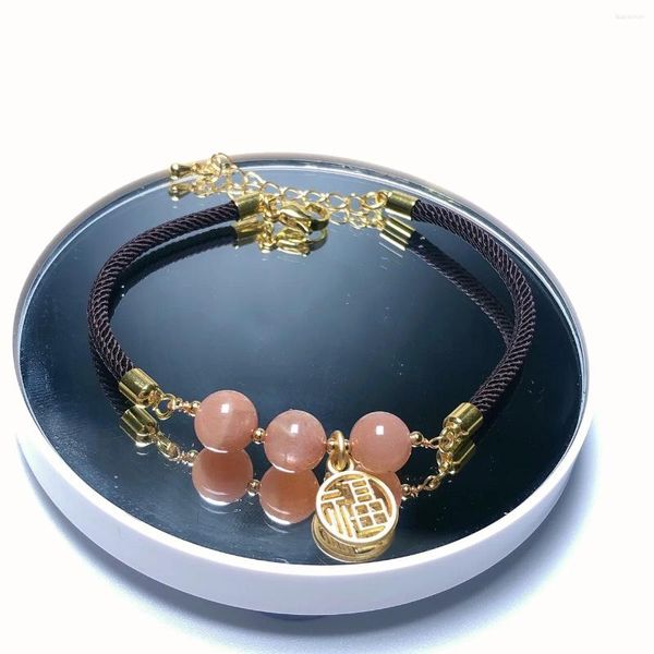 Braccialetti di collegamento Stile! Commercio all'ingrosso 1 pz braccialetto di perline di pietra naturale del sole genuino gioielli semi-preziosi 18 cm
