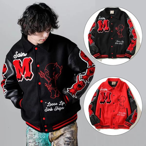 Jaquetas masculinas Jaquetas de inverno para homens Saint Michael Y2k Roupas Casaco Michael Manga de couro Jaqueta de beisebol Ropa Chamarras Para Hombre Parkas 231012