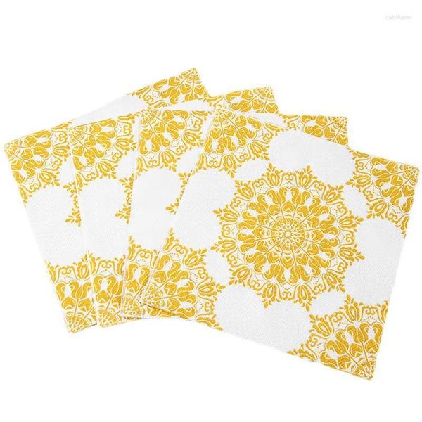 Guardanapo de mesa 20pcs papel dourado impresso 33x33cm tecido descartável de duas camadas casa el decoração de festa de aniversário de casamento