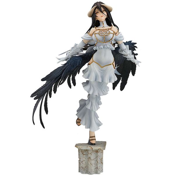 Trajes de mascote 29cm anime jogo figura overlord albedo puro branco diabo rainha em pé modelo boneca brinquedo presente coletar ornamentos em caixa material pvc versão mais alta.