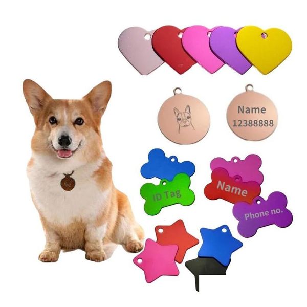 Hundemarke Id-Karte 7 Stile Diy Id Haustier Metall Aluminiumlegierung Haustiere Tag Mode Langlebig Einfach zu verwenden Katzenmarken Drop Lieferung Hausgarten Supp Dh9De