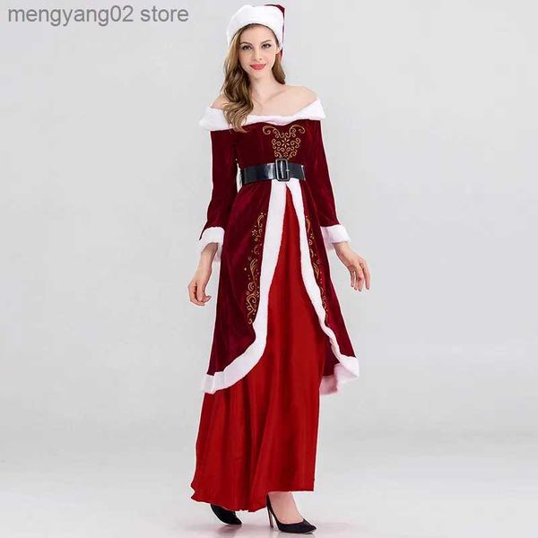 Costume a tema M-6XL Natale arriva per coppie Babbo Natale arriva cos Abbigliamento natalizio Abito da donna T231013