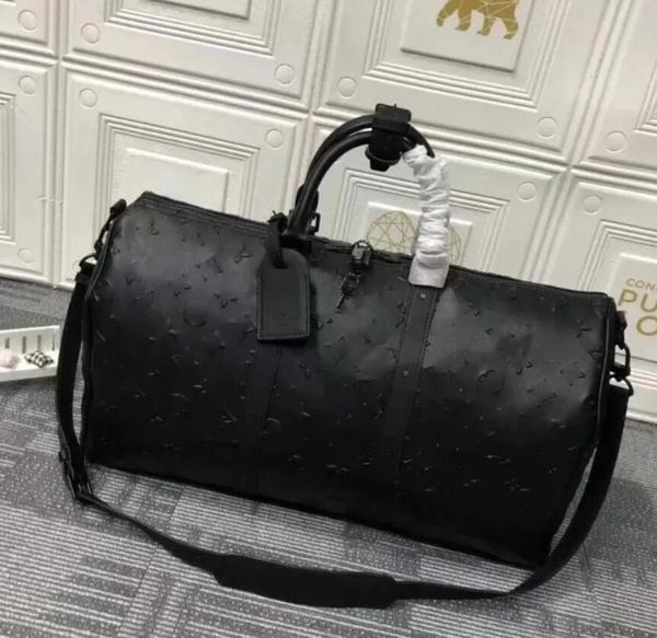 Keepall Duffel Bagaj Çantaları Seyahat Erkekleri Kadın 50cm Tasarımcı Duffle Lüks Moda Spor Tote Çanta Omuz Açık Kapasiteli Büyük Kapasite Siyah Paketler Bavul çantası