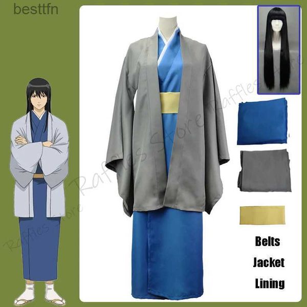 Tema traje unissex anime cos gintama katsura kotarou cosplay vem roupa halloween natal uniforme ternos peruca conjunto completo l231013