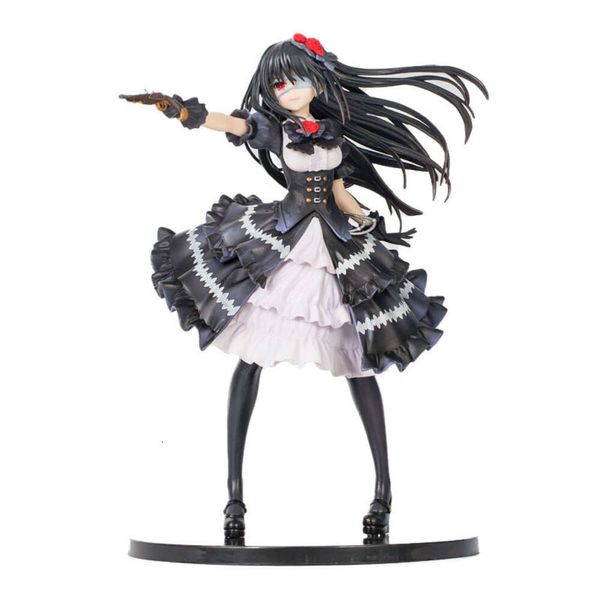 Trajes de mascote 23 cm Anime Figura Tokisaki Kurumi Data japonesa Um vestido preto retrô ao vivo Stand Modelo Bonecas Brinquedo Presente Coletar Ornamentos em caixa Pvc