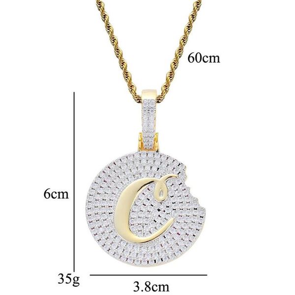 Mode-Cookie-Diamanten-Anhänger-Halsketten für Männer und Frauen, luxuriöse Kristall-Cookie-Anhänger, 18 Karat Gold, plattiert, Kupfer, Zirkone, Gold, Silber, 246 m