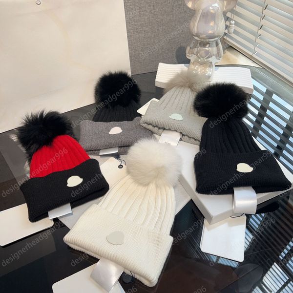 Berretto con teschio, cappello aderente, berretto Monclair con pom pom, palla di pelliccia di volpe, tenere al caldo in inverno, tocco morbido, cappello da indossare ogni giorno, regalo, berretto da uomo, casquette invernale