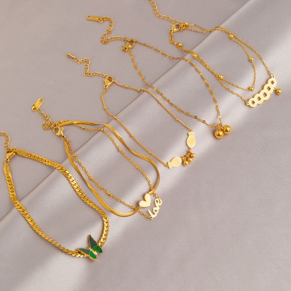 11 projeta mulheres de pulseira encantadora de aço inoxidável 18k 18k Borboleta de ouro amarelo Links de pulseira de moeda para meninas garotos Belo presente