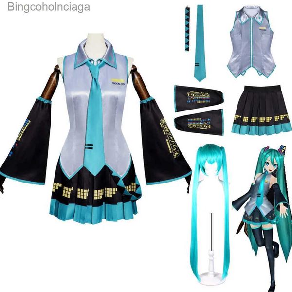 Tema traje anime vocid miku cosplay vem peruca vestido kaii miku cosplay roupas halloween carnaval festa comesl231013