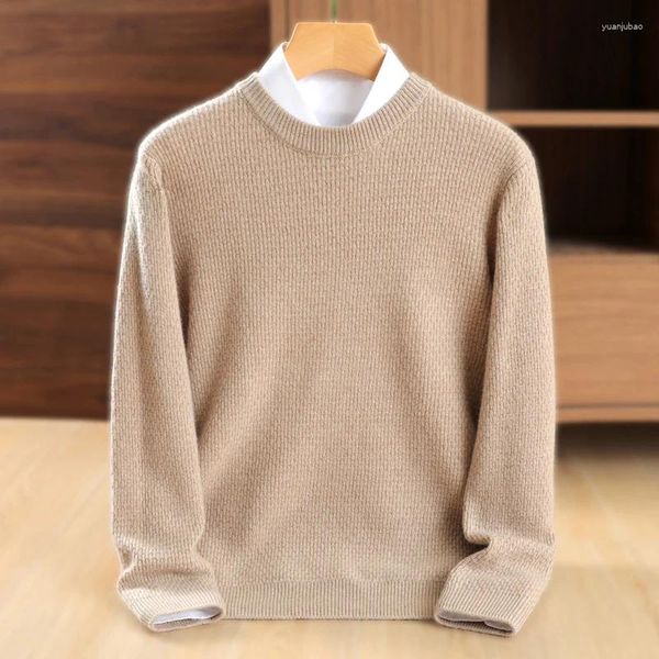 Camisolas masculinas Homens Merino Lã Tricô Pulôveres Inverno Oneneck Manga Completa Jumpers de Cor Sólida Masculino Malhas Quentes YL01