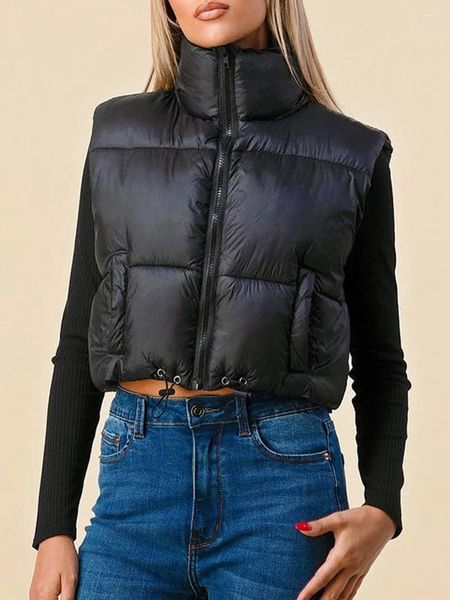 Damenwesten Winter 2023 Streetwear Y2K Jacke für Frauen Schwarz Mini Langarm Mode Kleidung Outwear Casual Sexy Club Mantel Tops