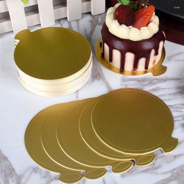 Bakeware Araçları 100 PCS Ronde Kek Tahtaları Goud Cupcake Tatlayı Tepsi Kart Kartı Sabit Pişirme Aksesuarları