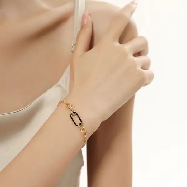 Link Armbänder 316L Edelstahl Gold Farbe Dicke Kette Geometrische Armband Für Frauen Hohe Qualität Mädchen Handgelenk Schmuck