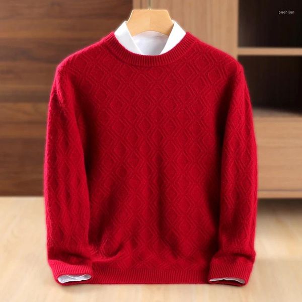 Suéter masculino de lã pura tricô pulôveres homens 6 cores inverno oneck manga completa jumpers de cor sólida masculino malhas quentes yl01