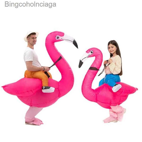 Tema traje engraçado carnaval cosplay flamingo iatable vem halloween vem para adultos homens mulheres unisex vestido iatable vem partyl231013