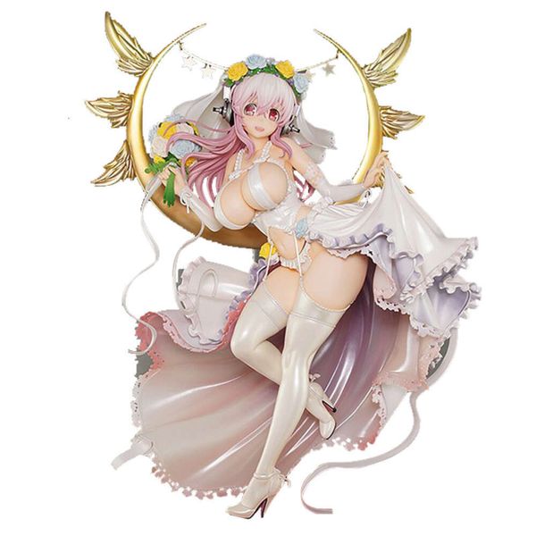 Maskottchen Kostüme 24cm Anime Figur Super Sonico Sexy Hochzeitskleid Deluxe Standdiing Modell Puppen Spielzeug Geschenk Sammeln Boxed Ornament PVC Material