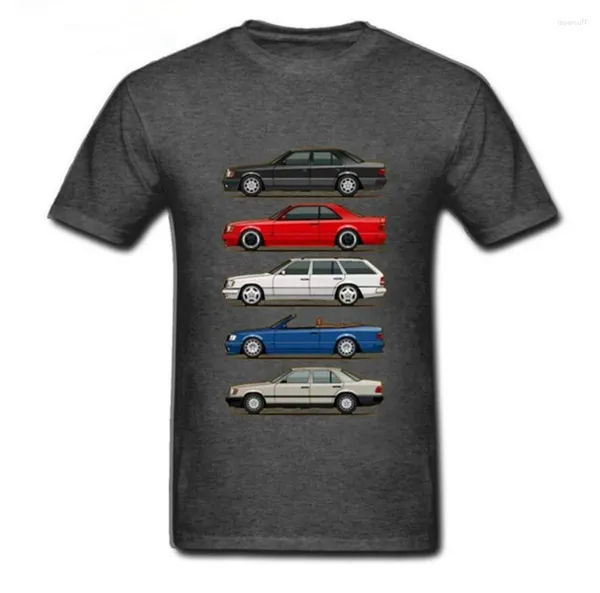 Homens camisetas 2023 Pilha de W124 E Classe Homens Round Collar Tops Manga Curta O-pescoço Camiseta Juventude Car Styling T-shirt