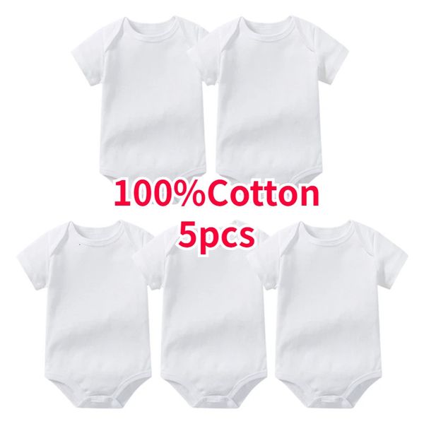 Strampler Body für geborene Babys Strampler Jungen Mädchen Kleidung Sommer 100 % Baumwolle Reinweiß Kurzarm Kleinkind Säuglingsoverall 3PCS5PCS 231013