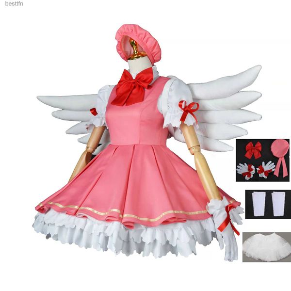 Costume a tema Anime Card Captor Sakura Cosplay Vieni Donna Ragazza Carina Attività Halloween Festa di Natale Gioco di ruolo Abbigliamento DressL231013