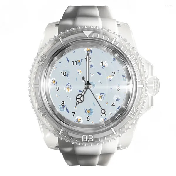 Armbanduhren Modische transparente Silikon-weiße Uhr Pflanzenfarbe personalisierte Herren- und Damen-Quarzsportarten
